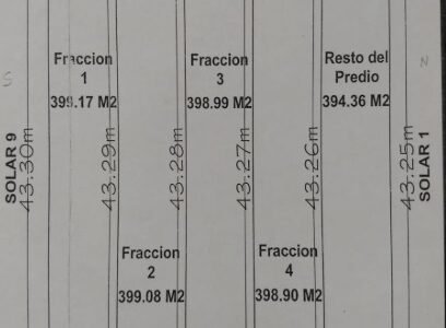 Terrenos de 399 m² en Colonia Banthi, Uso Habitacional y Comercial